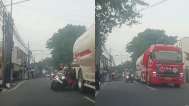 Pemotor Tewas Terlindas Truk